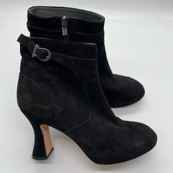 Marchez Vous heeled ankle boots black suede made in Italy women’s size 7 1/2 - Picture 1 of 9